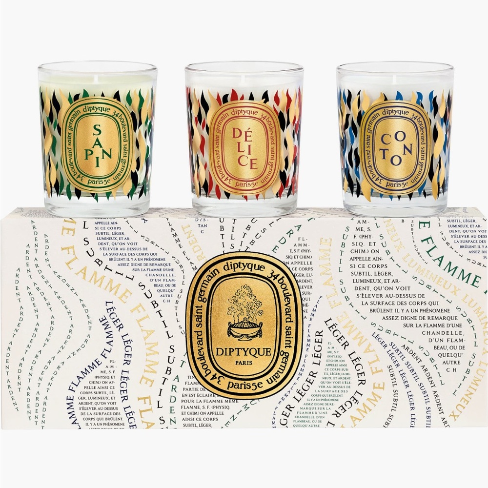 [New-LE] Diptyque Holiday Candle Trio Gift Set ft Sapin, Delice, Coton